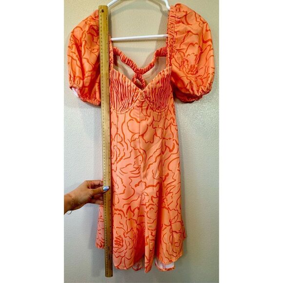 NWT Hello Molly Magic Feeling Orange Dreams Puff Sleeve Mini Dress Medium - Picture 10 of 13